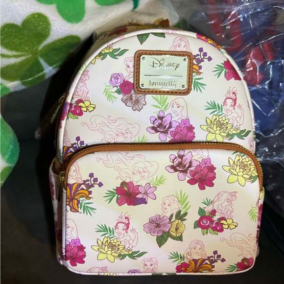 Loungefly Handbags - Loungefly Pink Cream Floral Disney Princess Mini Backpack